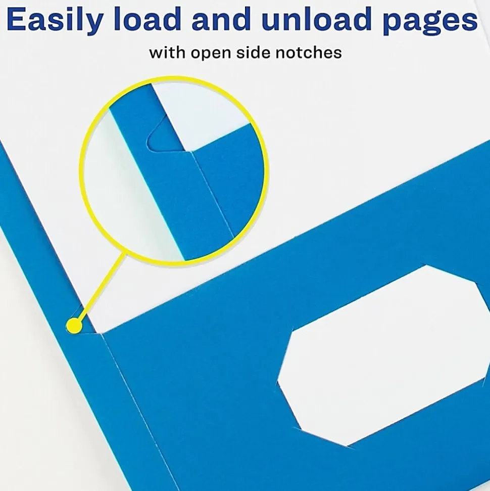 Avery® Letter Pocket Folder - 8 1/2" x 11" - 40 Sheets Capacity - 2 Internal Pocket - Light Blue - Embossed - 25/Box - 5 / Carton