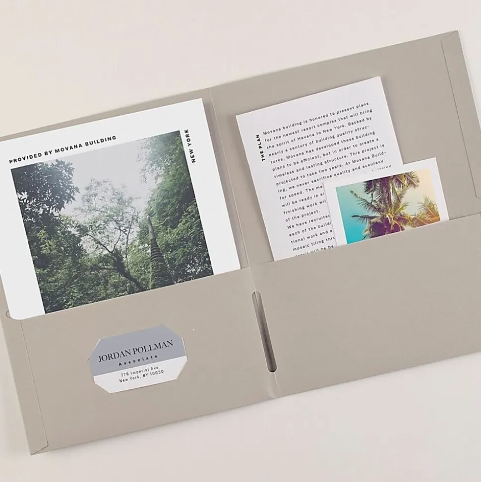 Avery® Letter Pocket Folder - 8 1/2" x 11" - 40 Sheets Capacity - 2 Internal Pocket - Embossed Paper - Gray - Embossed - 25/Box - 5 / Carton