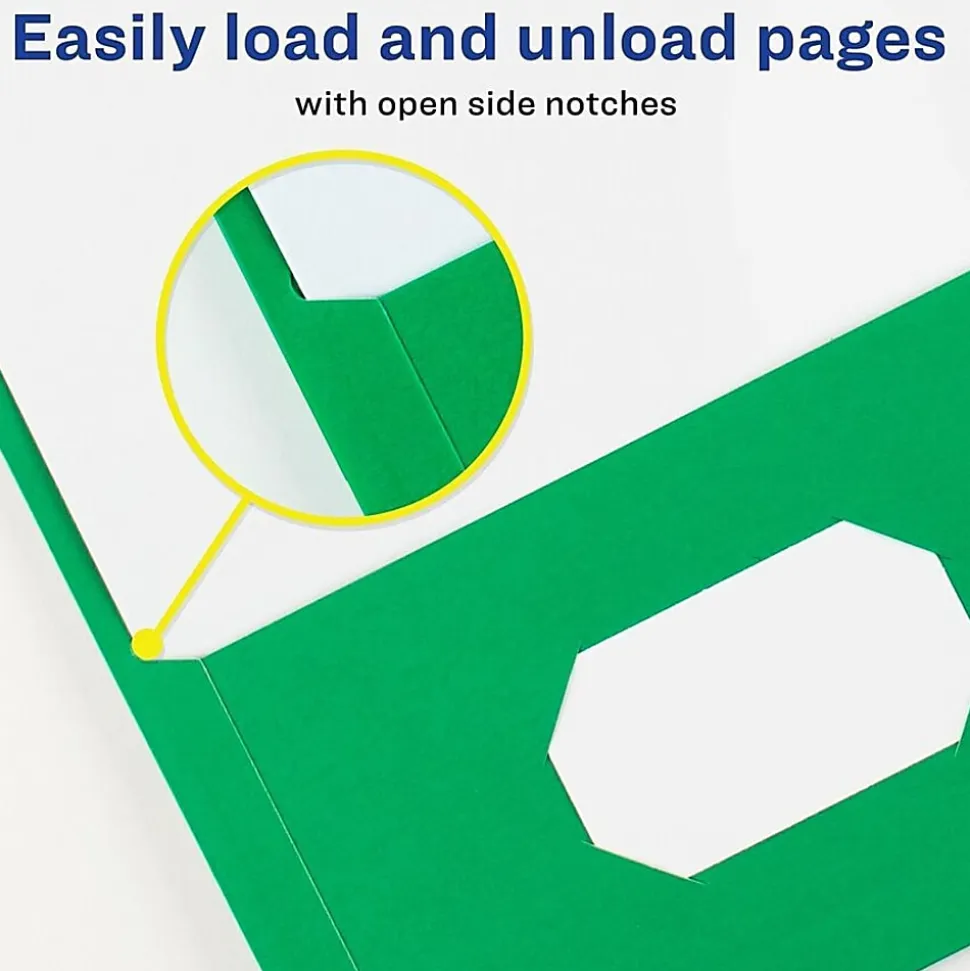 Avery® Letter Pocket Folder - 8 1/2" x 11" - 40 Sheets Capacity - 2 Internal Pocket - Embossed Paper - Green - Embossed - 25/Box - 5 / Carton