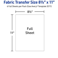 Avery® Light Fabric T-Shirt Transfers For Inkjet Printers, 3271, Pack Of 6