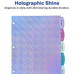 Avery® Luxe Collection Big Tab™ Fashion Dividers For 3-Ring Binders, 5 Tab Set, Holographic Confetti Pattern, 1 Set