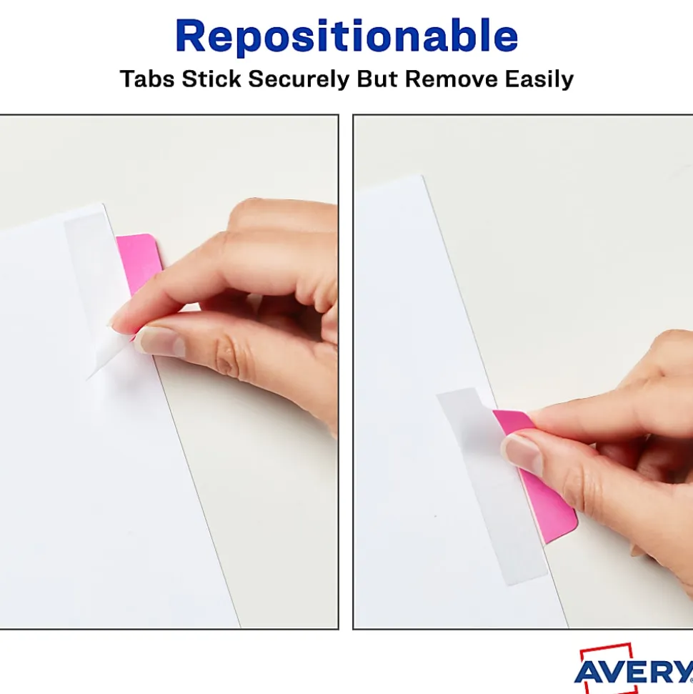 Avery® Margin Ultra Tabs®, 2-Side Writable, 2.5" x 1", Assorted Neon Colors, Pack Of 24 Repositionable Tabs