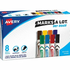 Avery® Marks A Lot® Dry Erase Markers, Chisel Tip, Desk-Style, Assorted, Pack Of 8 Markers