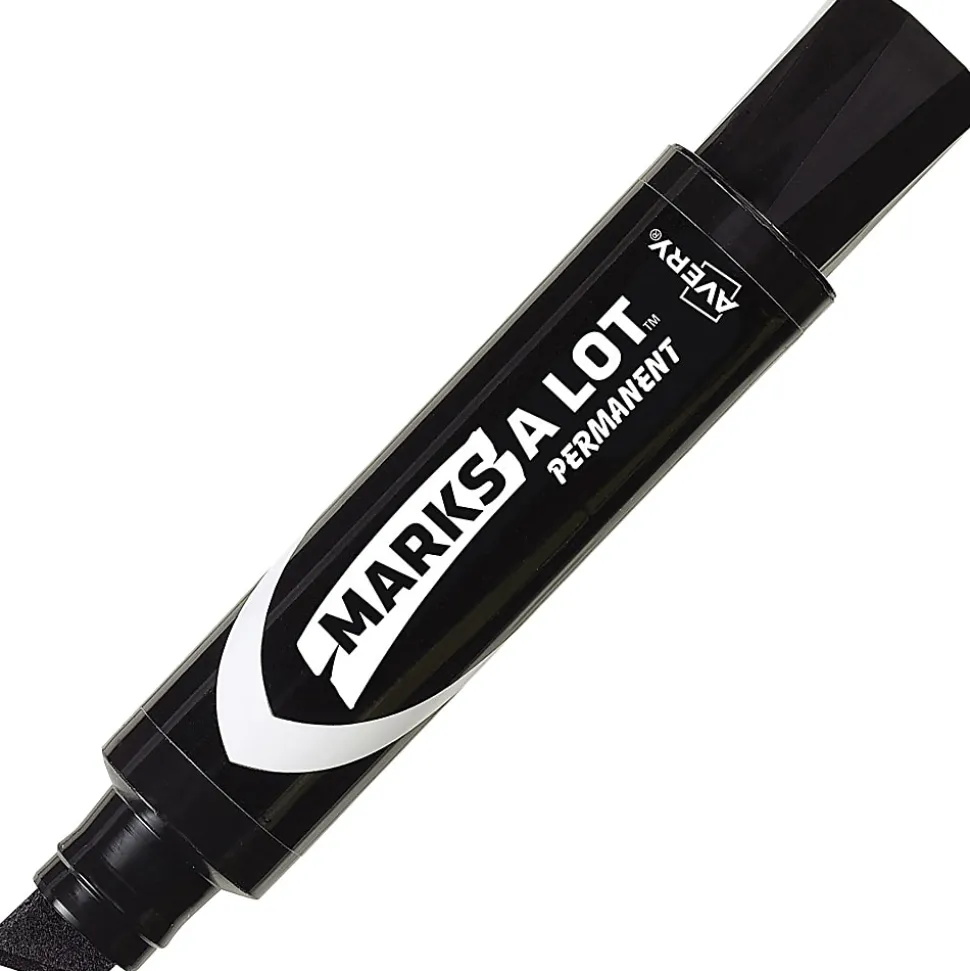 Avery® Marks A Lot® Permanent Markers, Chisel Tip, Jumbo Desk-Style Size, Black