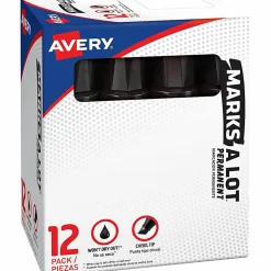 Avery® Marks A Lot Permanent Markers, Jumbo Desk-Style, 12 Black (24148), 24148