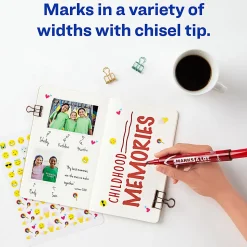 Avery® Marks A Lot® Permanent Markers, Chisel Tip, Large Desk-Style Size, Red, Pack Of 12