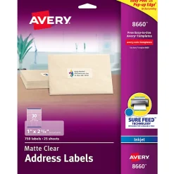 Avery® Matte Address Labels With Sure Feed® Technology, 8660, Rectangle, 1