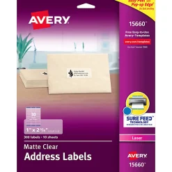 Avery® Matte Address Labels With Sure Feed® Technology, 15660, Rectangle, 1