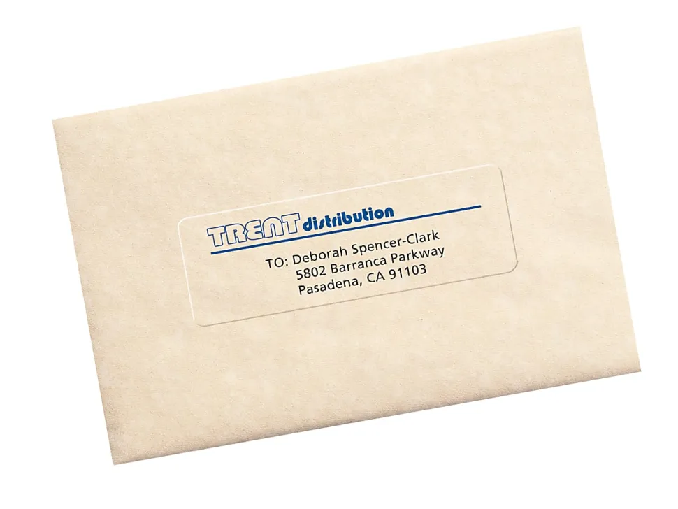 Avery® Matte Address Labels With Sure Feed® Technology, 18662, Rectangle, 1-1/3" x 4", Clear, Pack Of 140