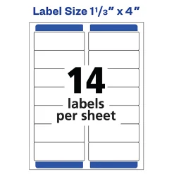 Avery® Matte Address Labels With Sure Feed® Technology, 18662, Rectangle, 1-1/3