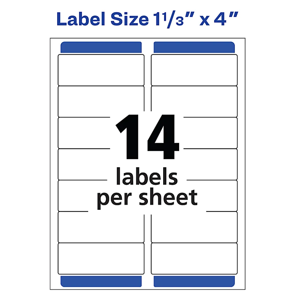 Avery® Matte Address Labels With Sure Feed® Technology, 18662, Rectangle, 1-1/3" x 4", Clear, Pack Of 140