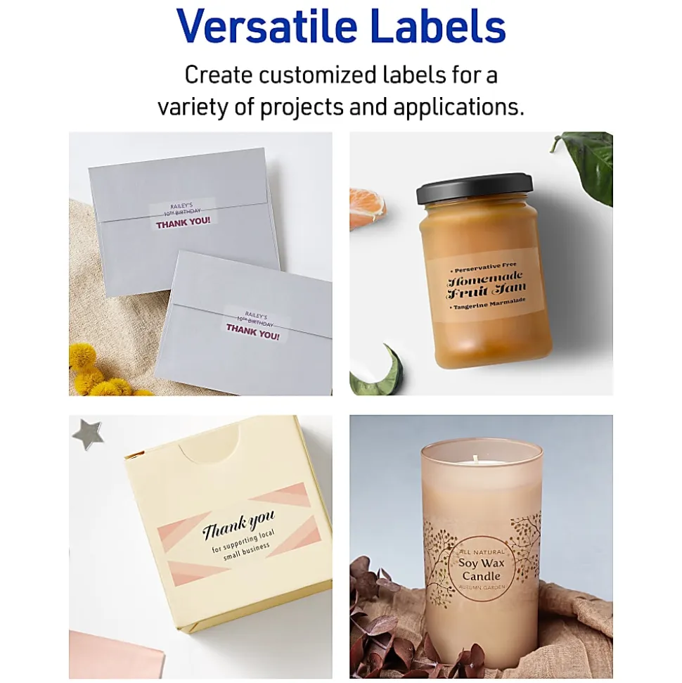 Avery® Matte Shipping Labels With Sure Feed® Technology, 8663, Rectangle, 2" x 4", Clear, Pack Of 250