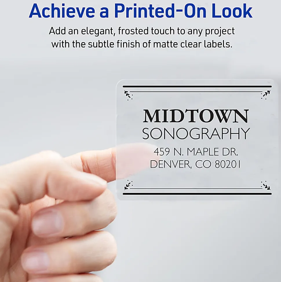Avery® Matte Shipping Labels With Sure Feed® Technology, 8663, Rectangle, 2" x 4", Clear, Pack Of 250