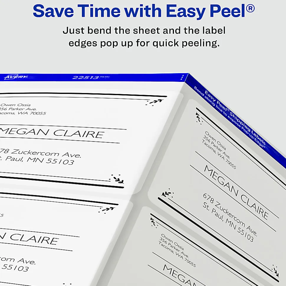 Avery® Matte Shipping Labels With Sure Feed® Technology, 5663, Rectangle, 2" x 4", Clear, Pack Of 500