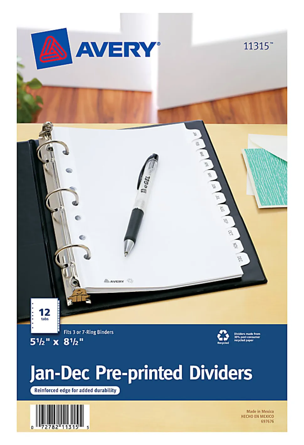 Avery® Mini Preprinted Dividers, 5-1/2" x 8-1/2", 12-Tab (Jan.-Dec.), White, 1 Set