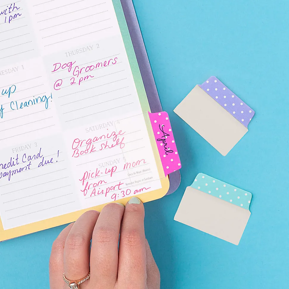 Avery® Multiuse Ultra Tabs®, 2-Side Writable, 2" x 1.5", Pink/Blue/Purple, Pastel Dots, Pack Of 24 Repositionable Tabs