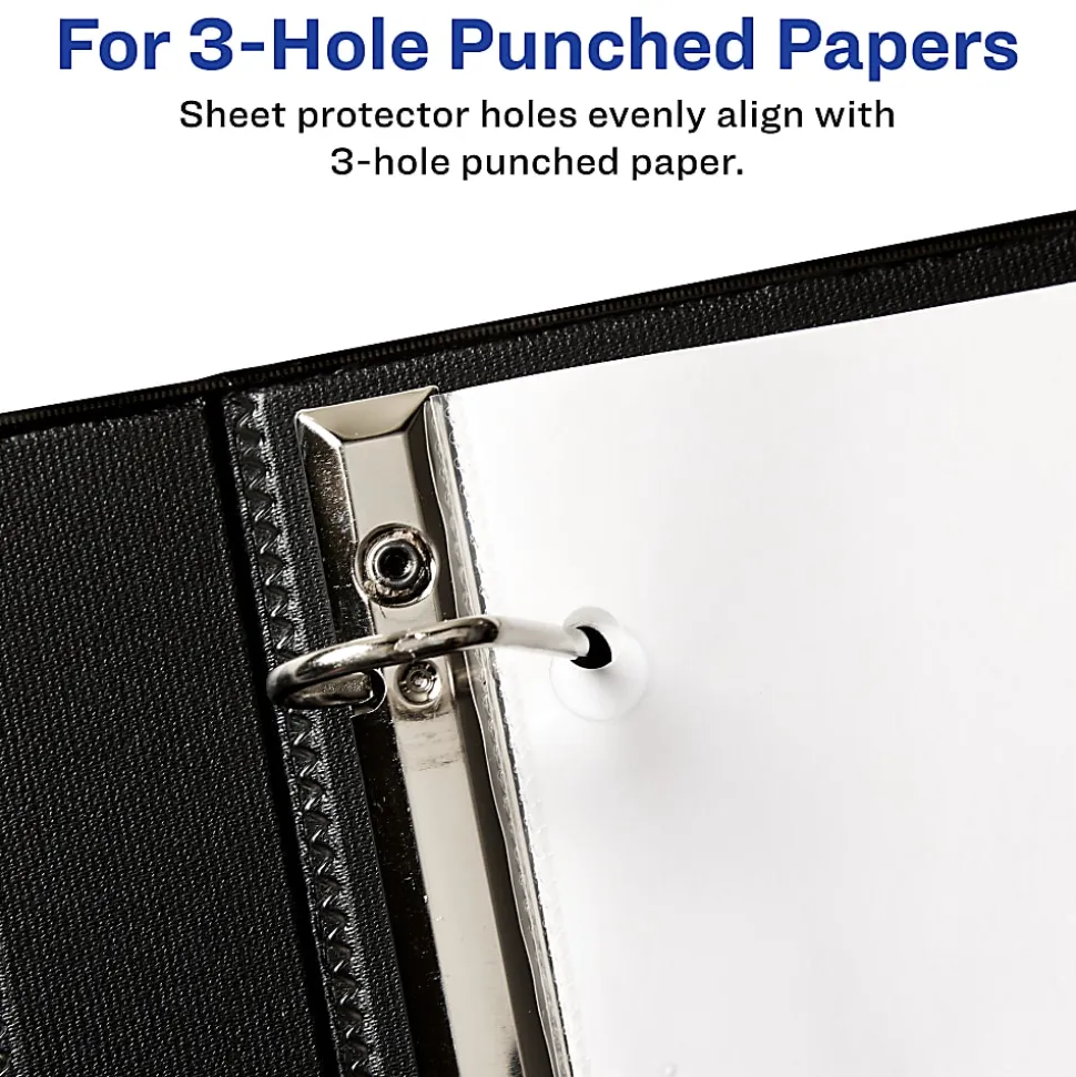 Avery® Page-Size Sheet Protectors For 3-Hole Punched Sheets, Heavyweight, Clear, Box Of 50