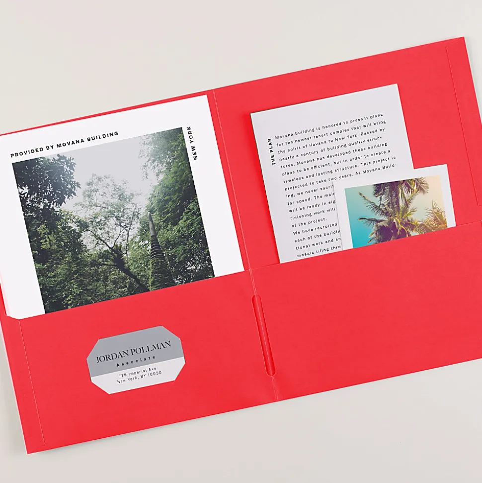 Avery® Paper 2-Pocket Folders, 8-1/2" x 11", Red, Pack Of 125 Folders