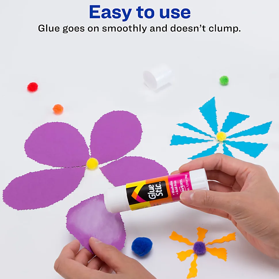 Avery® Permanent Glue Stic™, Washable, Non-Toxic, 1.27oz, 6 Total Glue Sticks