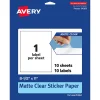 Avery® Permanent Labels, 94269-CMF10, Rectangle, 8-1/2" x 11", Matte Clear, Pack Of 10