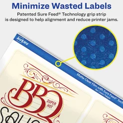 Avery® Permanent Labels With Sure Feed®, 94254-CMF100, Rectangle, 4-3/4