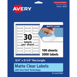Avery® Permanent Labels With Sure Feed®, 94107-CMF25, Square, 2