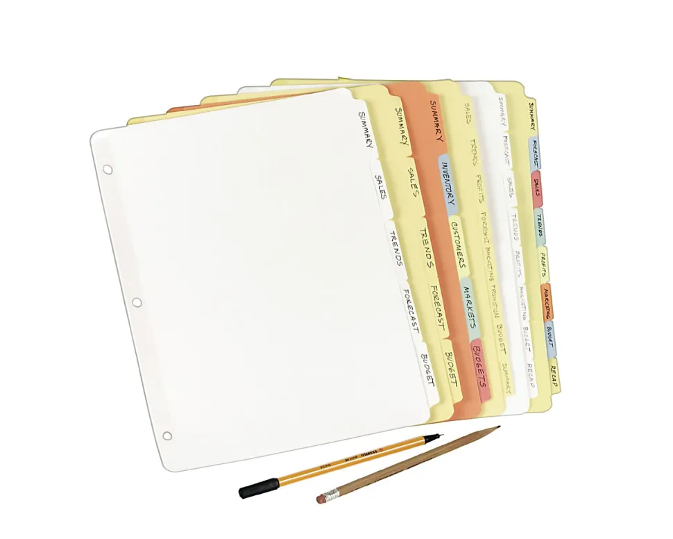 Avery® Plain Tab Write & Erase Dividers, 5 Tabs, Buff, 36 Sets