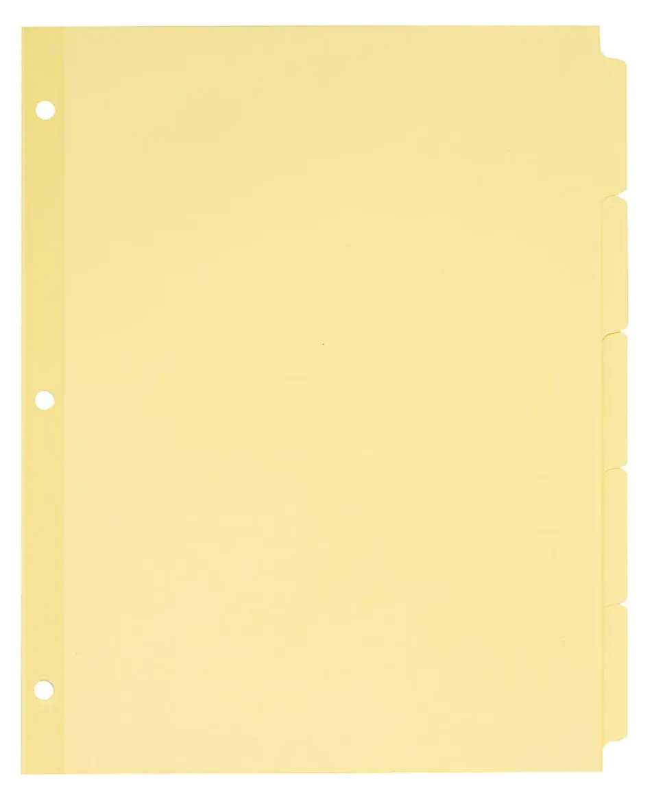 Avery® Plain Tab Write & Erase Dividers, 5 Tabs, Buff, 36 Sets