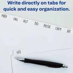 Avery® Plain Tab Write-On Dividers, 8 1/2" x 11", White Dividers/White Tabs, 5-Tab, Box Of 36