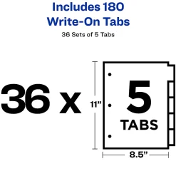 Avery® Plain Tab Write-On Dividers, 8 1/2