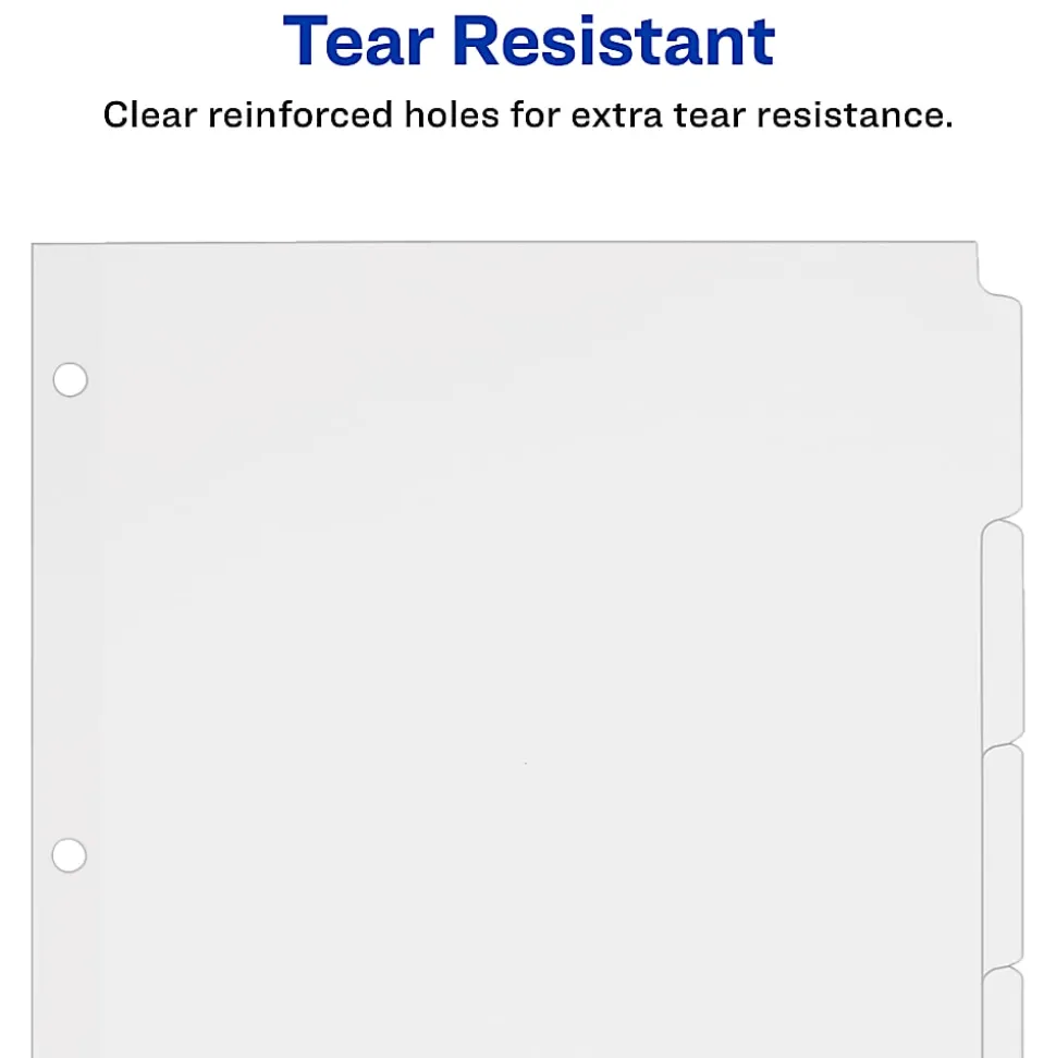 Avery® Plain Tab Write-On Dividers, 8 1/2" x 11", White Dividers/White Tabs, 5-Tab, Box Of 36