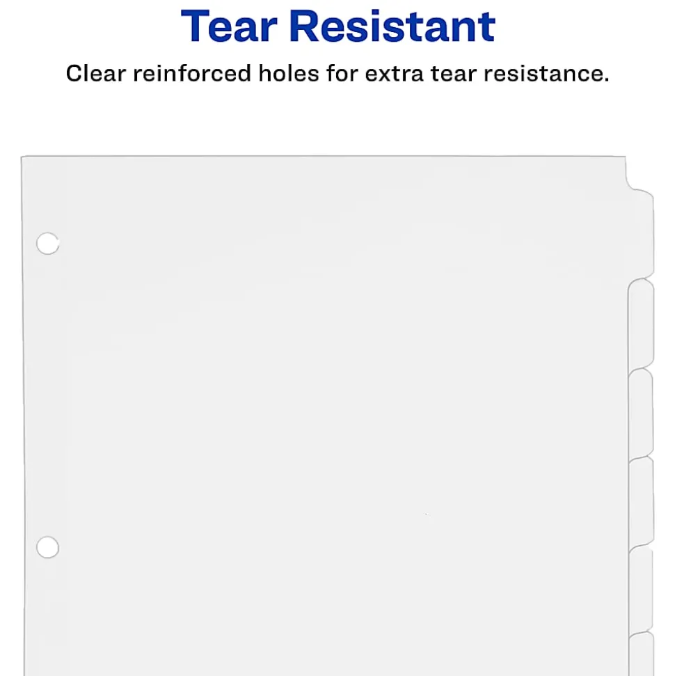 Avery® Plain Tab Write-On Dividers, 8 1/2" x 11", White, 8-Tab, Case Of 24