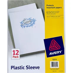 Avery® Plastic Document Sleeves, 8 1/2" x 11", Holds Up To 20 Sheets, Clear, Pack Of 12