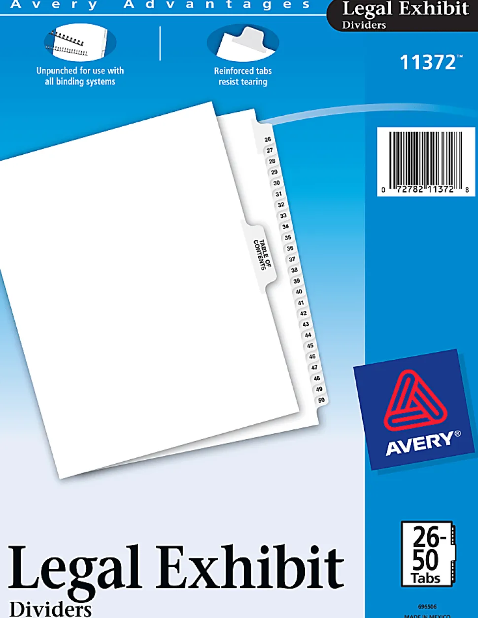 Avery® Premium Collated Legal Dividers Avery® Style, Side-Tab, 26-50 & Table Of Contents, 8-1/2" x 11"