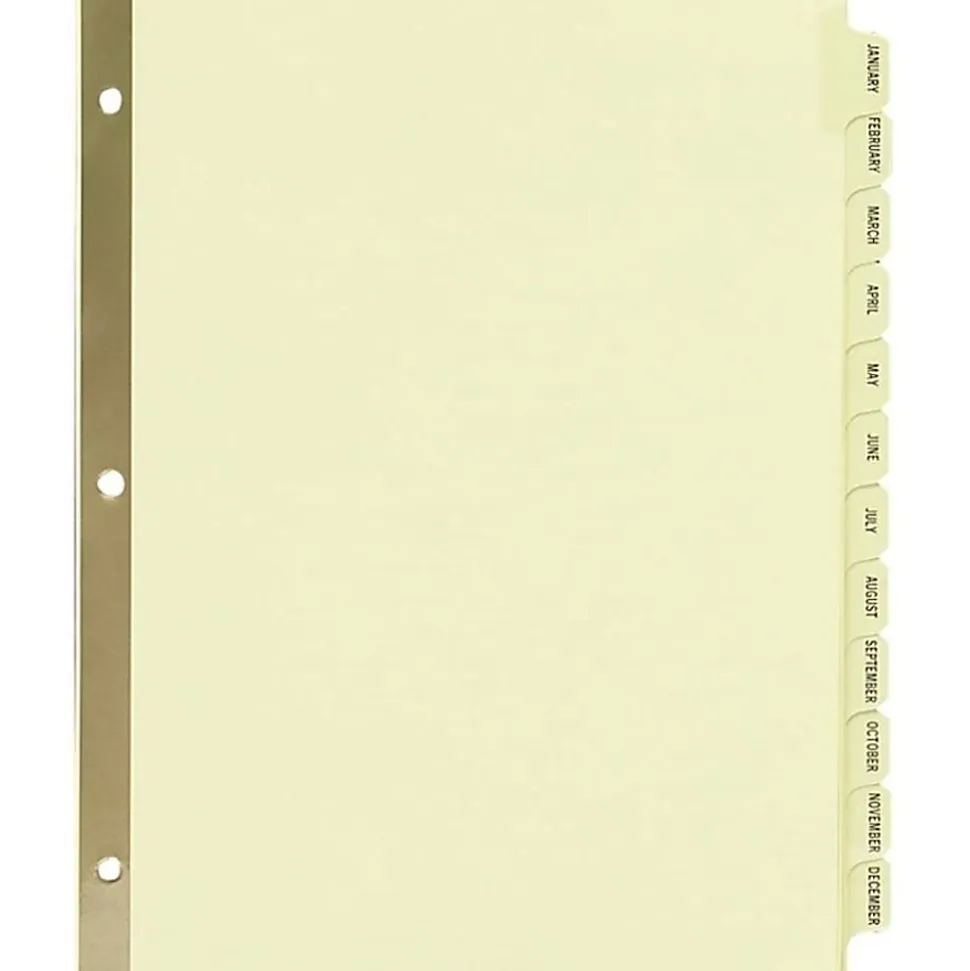 Avery® Preprinted Laminated Tab Dividers, Gold Reinforced Binding Edge, Jan-Dec Tabs, 8 1/2" x 11", 1 Set