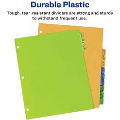 Avery® Preprinted Tab Plastic Dividers, 8 1/2" x 11", Jan-Dec Tabs, Multicolor, Set Of 12