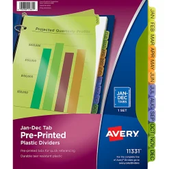Avery® Preprinted Tab Plastic Dividers, 8 1/2