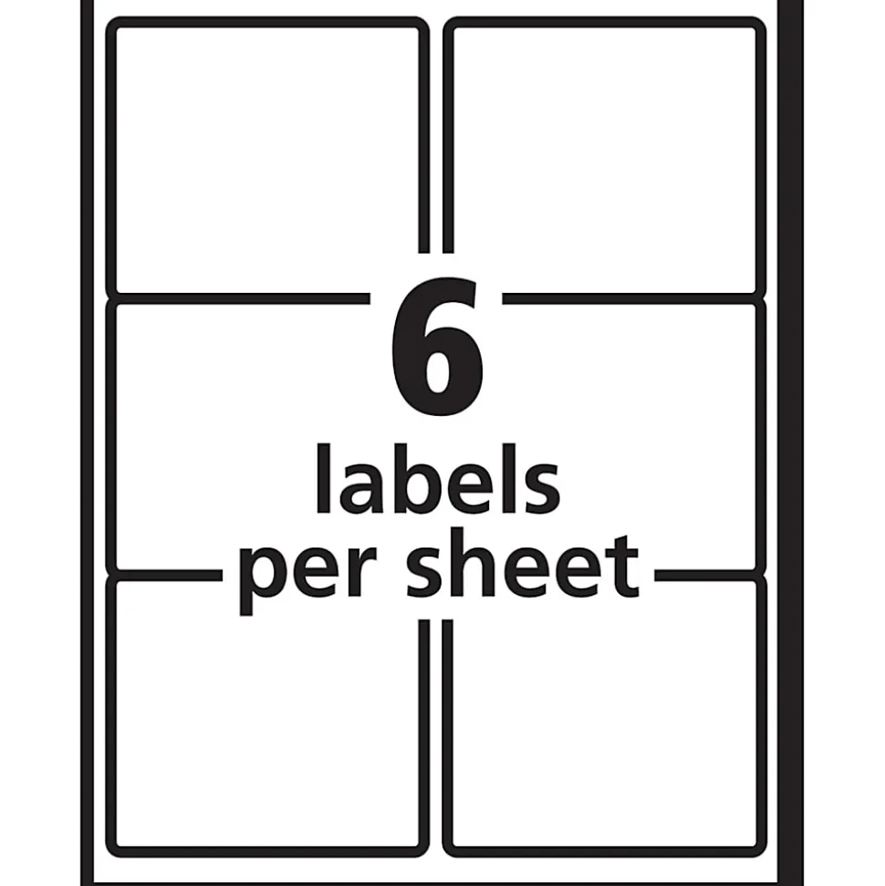 Avery PRES-a-ply™ Labels for Laser and Inkjet Printers, AVE30604, Rectangle, 3 1/3"W x 4"L, White, Box Of 600