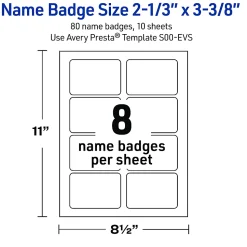 Avery® Printable Adhesive Name Badges/Preprinted Designs, Rectangle, S00-EVS, 2-1/3