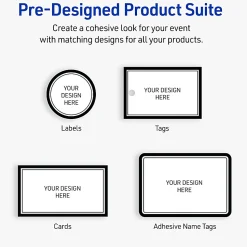 Avery® Printable Adhesive Name Badges/Preprinted Designs, Rectangle, S00-EY6, 2-1/3" x 3-3/8", Matte White/Double Black Border, Pack Of 80