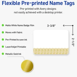 Avery® Printable Adhesive Name Badges With Preprinted Designs, Rectangle, S00-EX6, 2-1/3