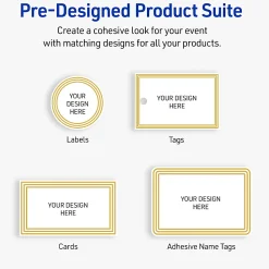 Avery® Printable Adhesive Name Badges/Preprinted Designs, Rectangle, S00-EXZ, 2-1/3" x 3-3/8", Matte White/Multi-Lined Gold Border, Pack Of 80