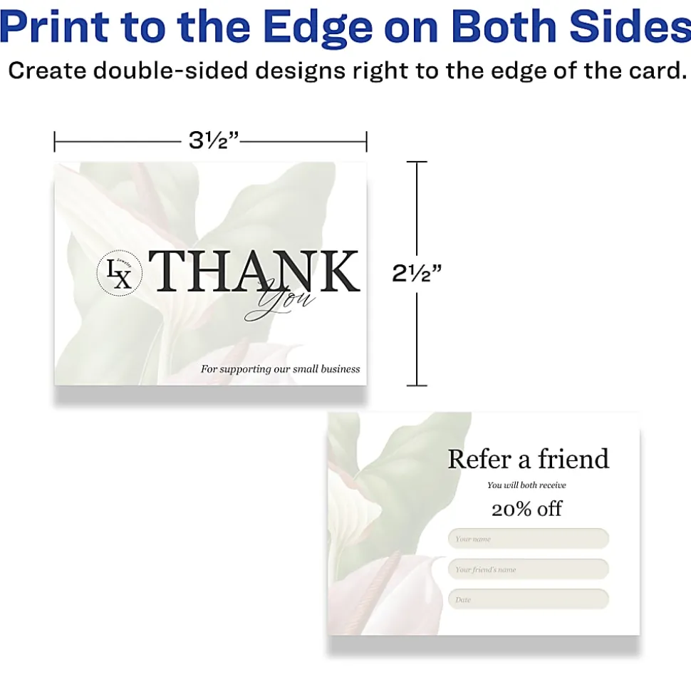 Avery® Printable Business Cards With Sure Feed® Technology, 95272-MWC25, Rectangle, 2.5" x 3.5", Matte White, Pack Of 150