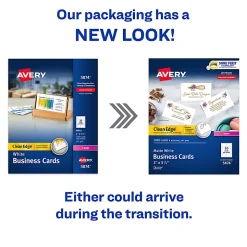 Avery® Printable Clean Edge® Business Cards With Sure Feed® Technology For Laser Printers, 2