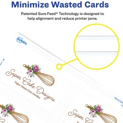 Avery® Printable Clean Edge® Business Cards With Sure Feed® Technology For Laser Printers, 2