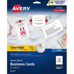 Avery® Printable Clean Edge® Business Cards With Sure Feed® Technology For Inkjet Printers, 2
