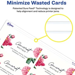 Avery® Printable Clean Edge® Business Cards With Sure Feed® Technology For Inkjet Printers, 2" x 3-1/2", White, Pack Of 400 Blank Cards