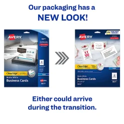 Avery® Printable Clean Edge® Business Cards With Sure Feed® Technology For Inkjet Printers, 2