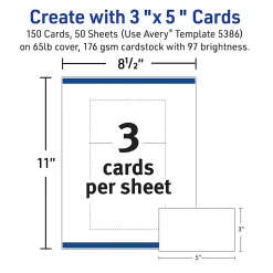 Avery® Printable Index Cards With Sure Feed® Technology, 3