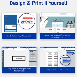 Avery® Printable Labels With Sure Feed® Technology, S00-ETW, Square, 2" x 2", Matte White With Preprinted Blue Waves Design, Pack Of 120